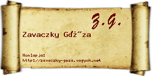 Zavaczky Géza névjegykártya